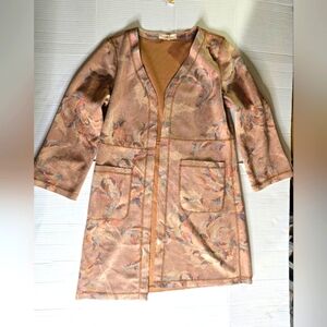 SOLITAIRE Anthropologie Vegan Suede Floral Dusty Rose Jacket Duster Size S